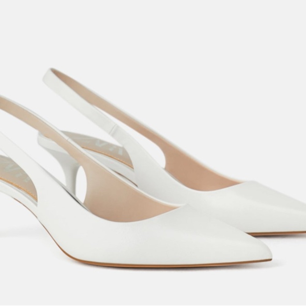 Zara Elegant White Slingback Heels